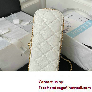 Chanel Grained Calfskin  &  Gold-Tone Metal Chain Flap Bag AS4489 White 2023